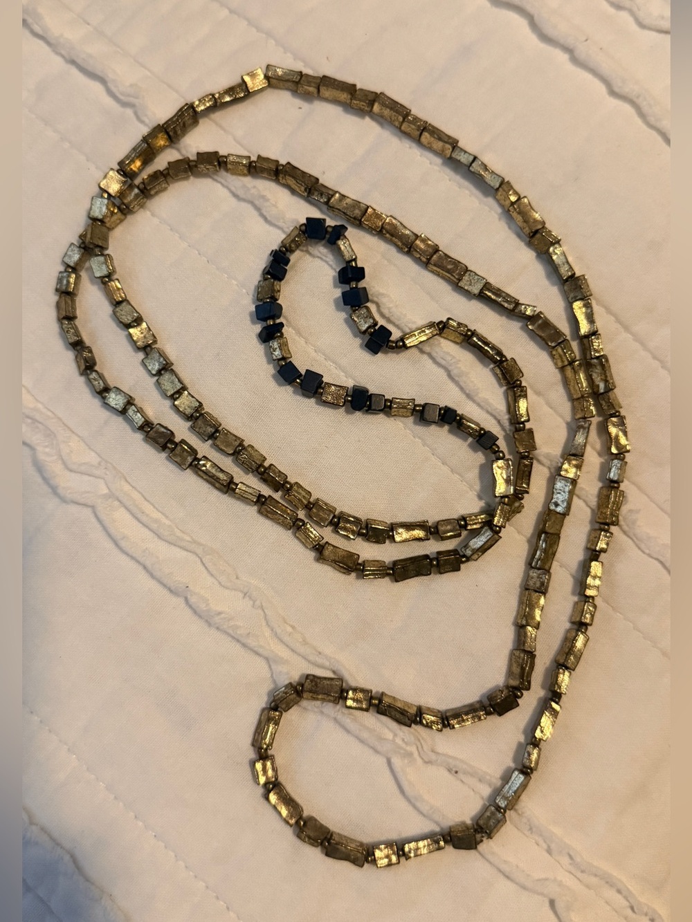 Noonday Collection Fair Trade Leather & Gold Beaded Long Necklace